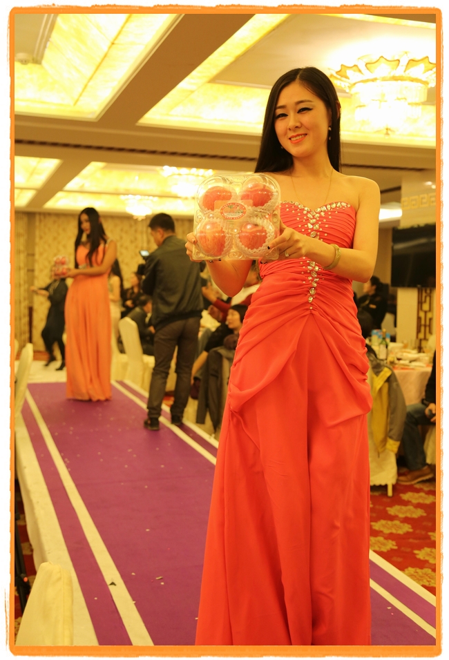 甘肅平?jīng)觯好铨g妹子表演T臺(tái)秀 不秀身材秀“金果”(圖)